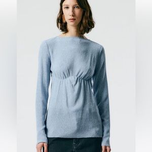Tibi Sage Crinkle Lyocell Boatneck top